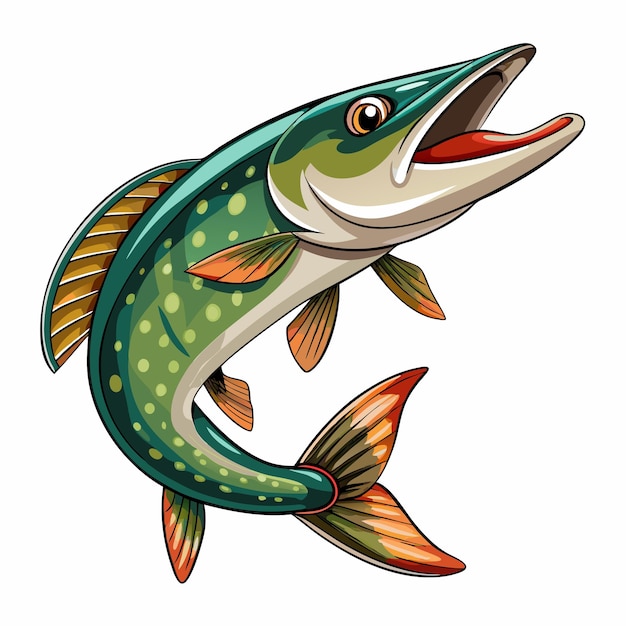 Pike fish Vector Art Illustration