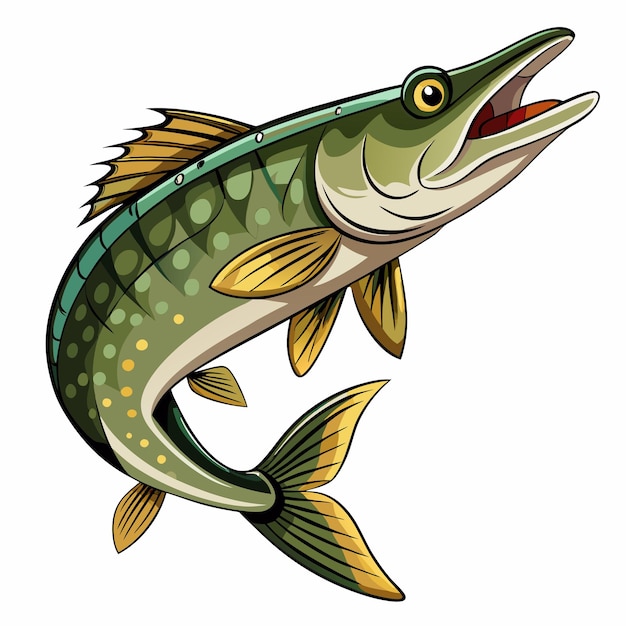 Vector pike fish vector art illustration