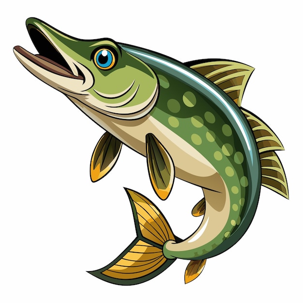 Pike fish Vector Art Illustration