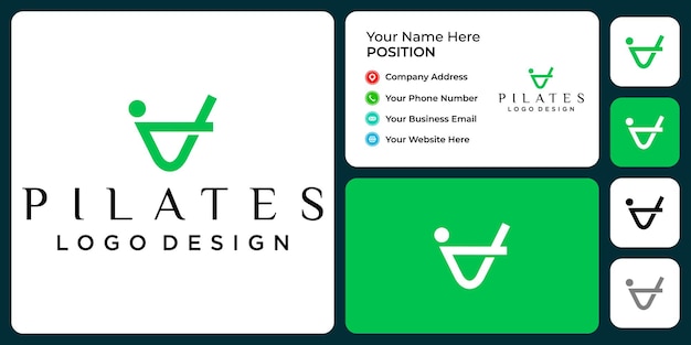 Pilates logo design with business card template.