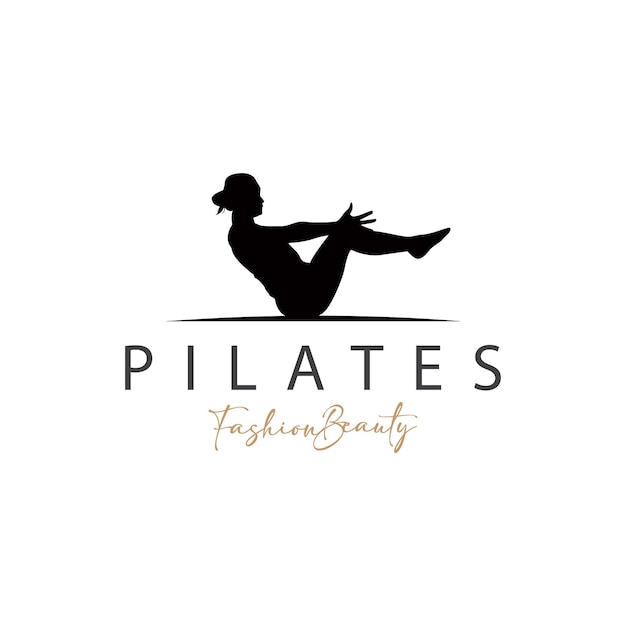 Pilates Pose Logo Yoga Logo Design Vector Template Illustration