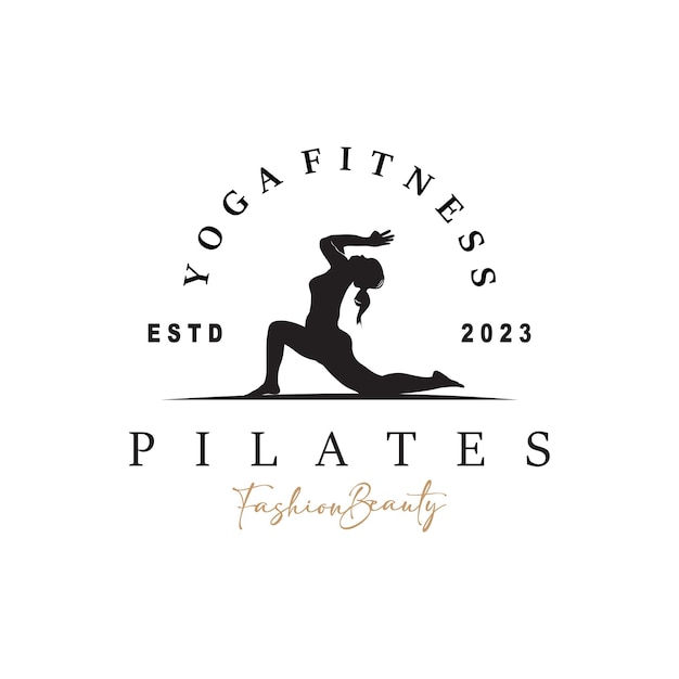 Pilates Pose Logo Yoga Logo Design Vector Template Illustration