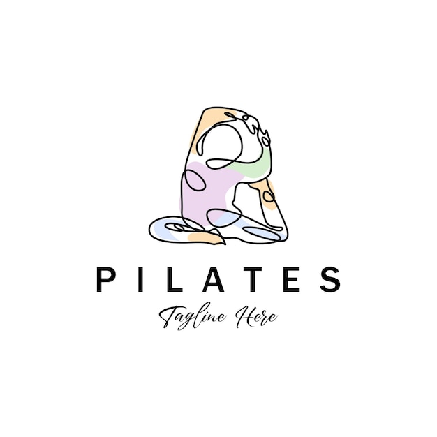 Pilates sitting pose logo icon symbol a calming yoga exercise that moves the whole body