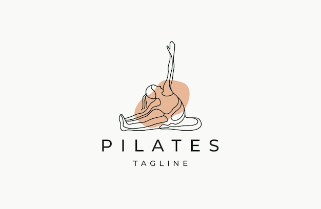 Pilates yoga logo icon design template flat vector illustration