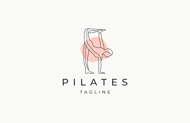 Pilates yoga logo icon design template flat vector illustration