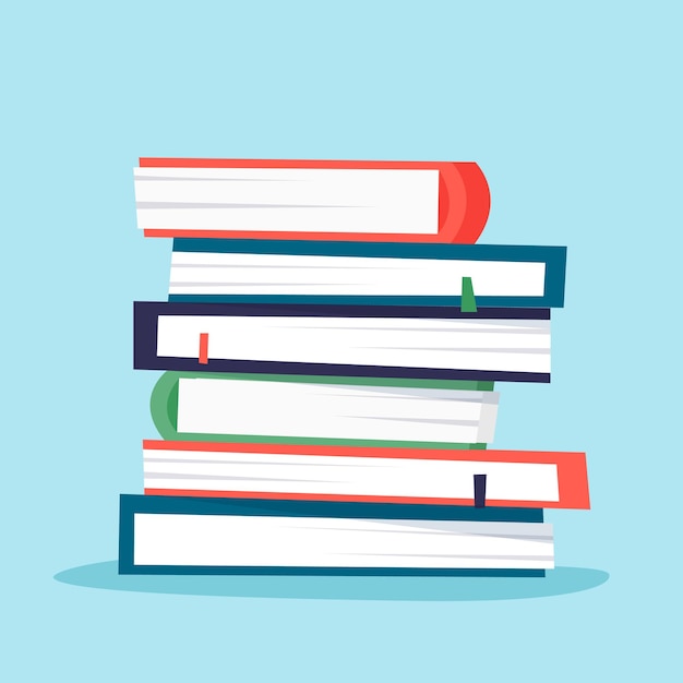 Pile of books Flat cartoon style vector illustration