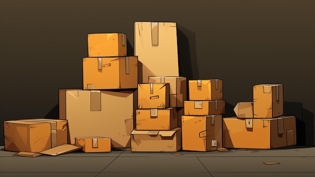 a pile of boxes with the number 1 on the bottom