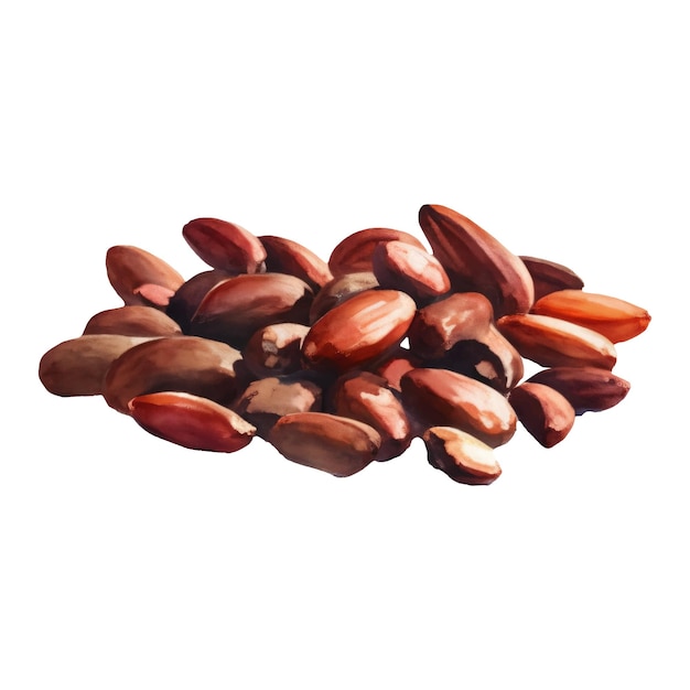 Pile of Cocoa Beans Isolated Hand Drawn Painting Illustration