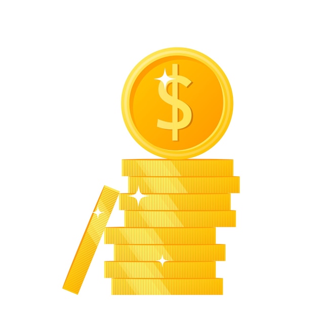 Pile of golden money coin cartoon vector illustration isolated object