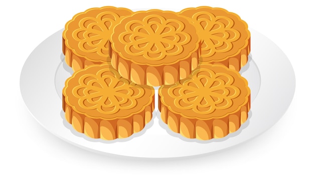 Pile of mooncakes on white plate