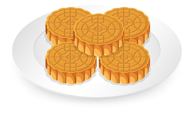 Vector pile of mooncakes on white plate