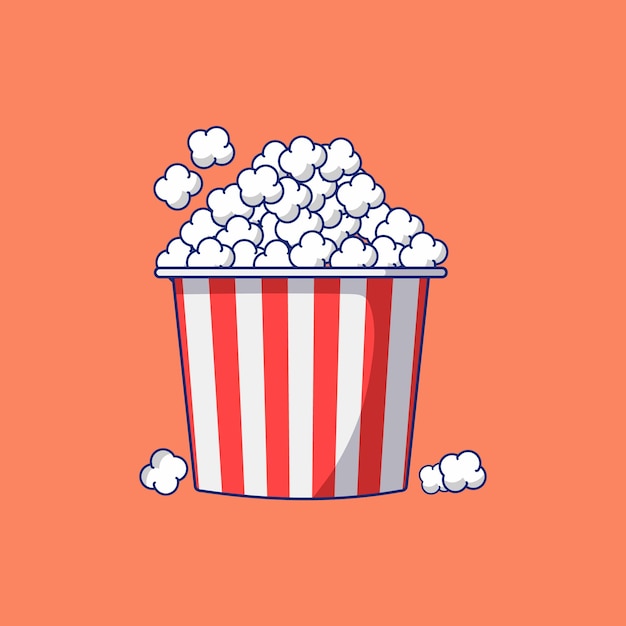 Pile of popcorn flat illustration vector