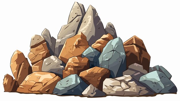 Vector a pile of rocks with a drawing of a rock