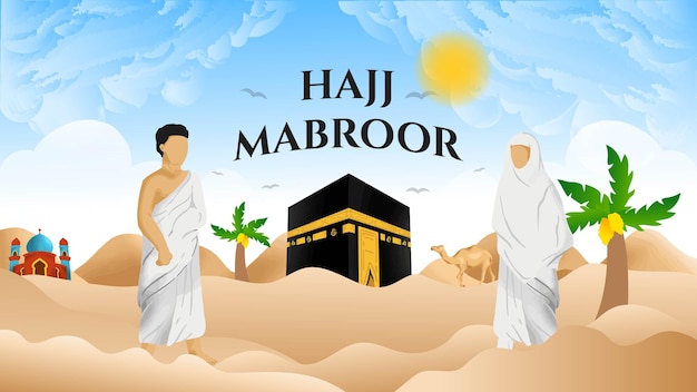 Pilgrimage or hajj mabroor Month Illustration for Eid Al Adha Holidays