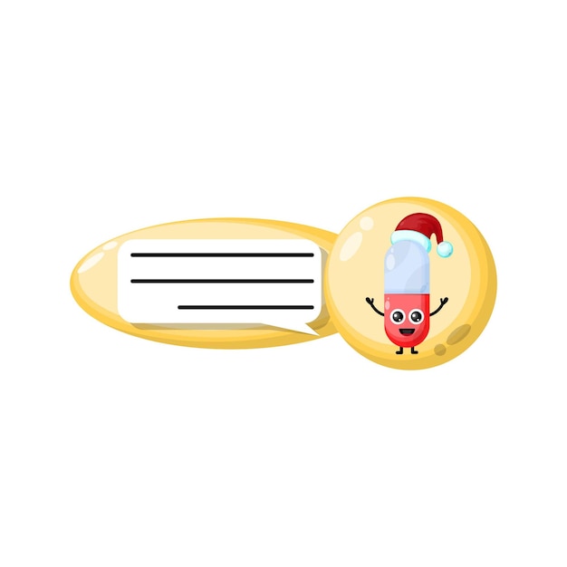 Pill chat christmas character cute logo