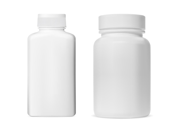 Pill jar White plastic supplement capsule bottle