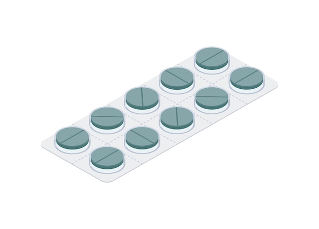 Pill strip in isometric view Simple flat illustration