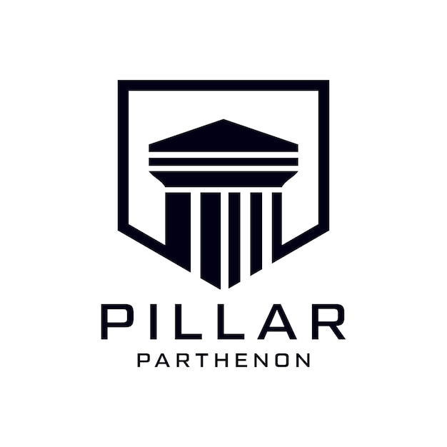 Pillar Parthenon Law Building Monument Logo Design