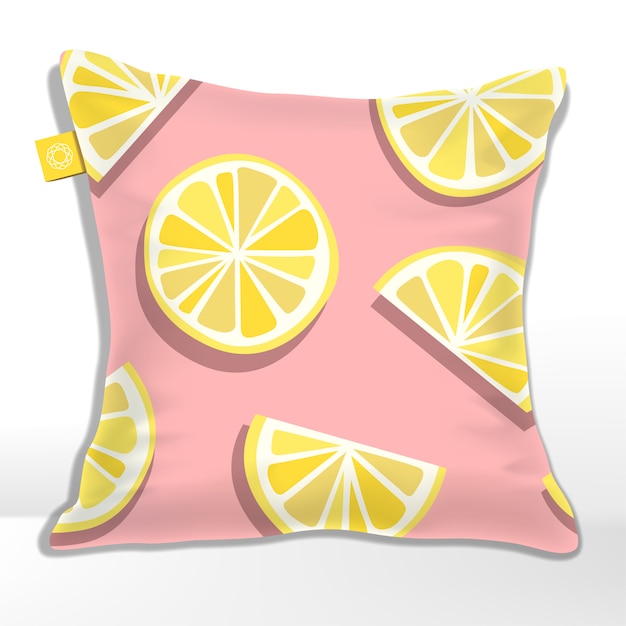  Pillow or Cushion with Lemon or Lime Slices Pattern Printed