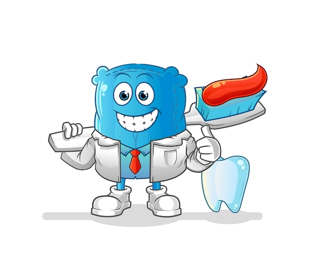 Pillow dentist illustration. character vector