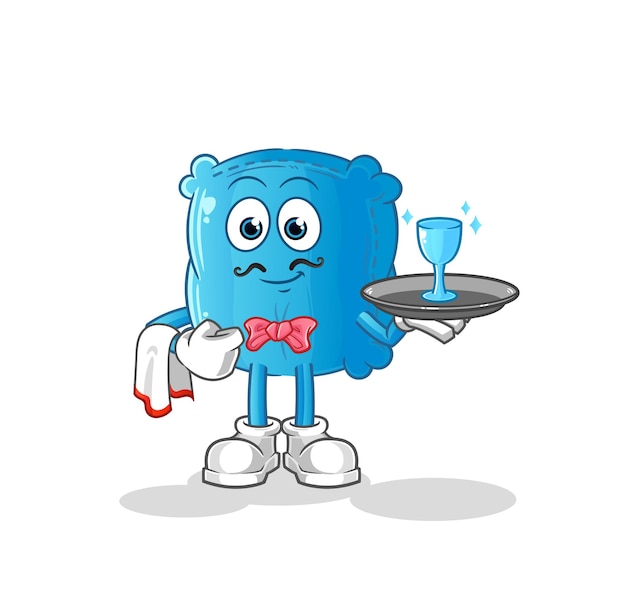 Pillow waiter cartoon. cartoon mascot vector