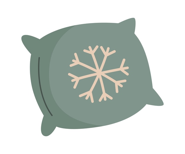 Pillow with snowflake textile flat icon Christmas interior