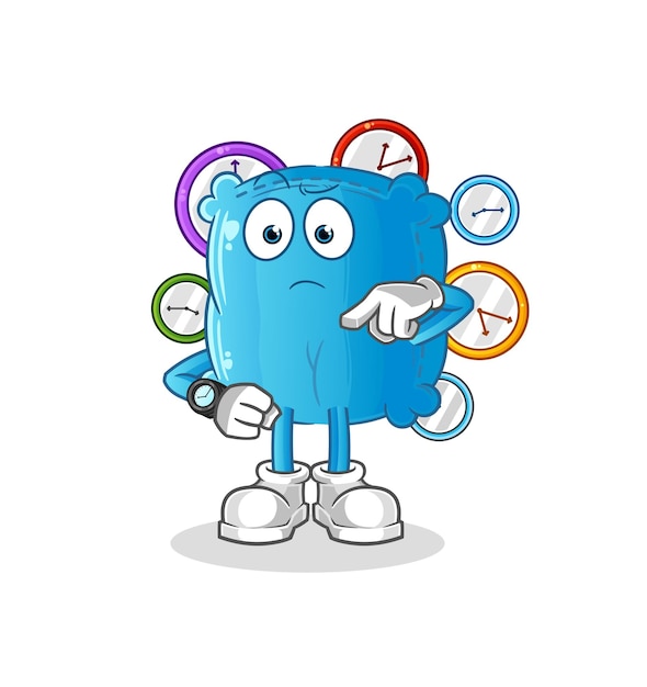 Pillow with wristwatch cartoon. cartoon mascot vector