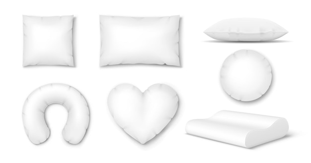 Vector pillows and bed cushions: inflatable travel, orthopedic for neck, feather for comfortable sleeping