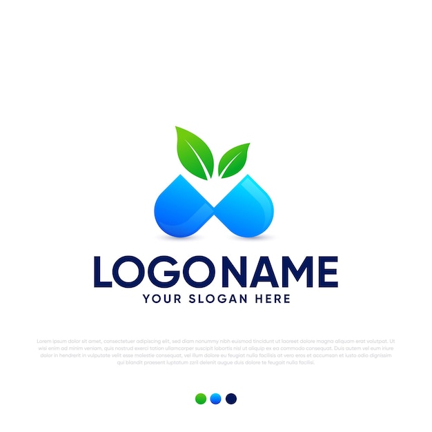 Pills with leaf logo design premium vector