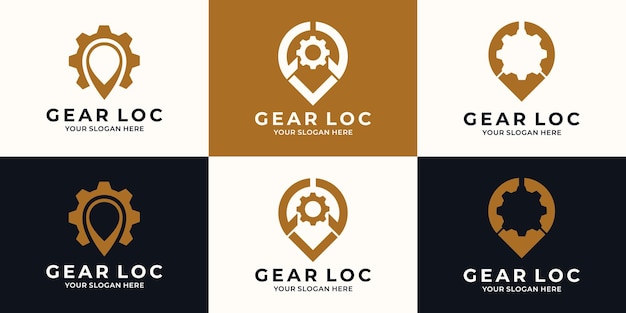 Pin gear combination logo for industrial and workshop inspiration logo