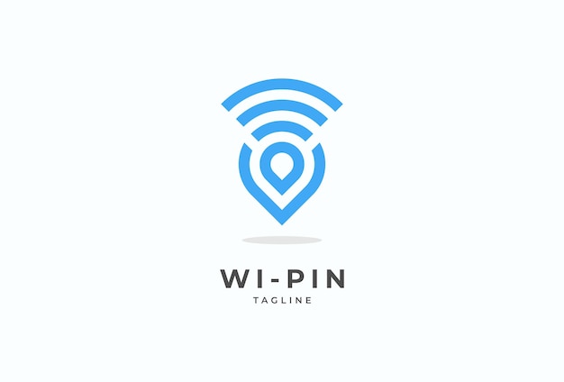 Pin Location wifi logo design, wifi with pin icon combination, flat design logo template element