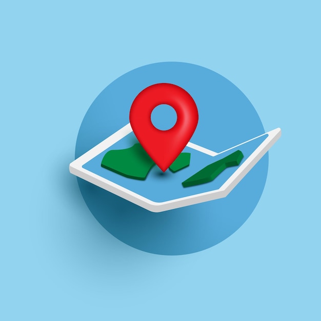 Pin and map 3D vector illustration