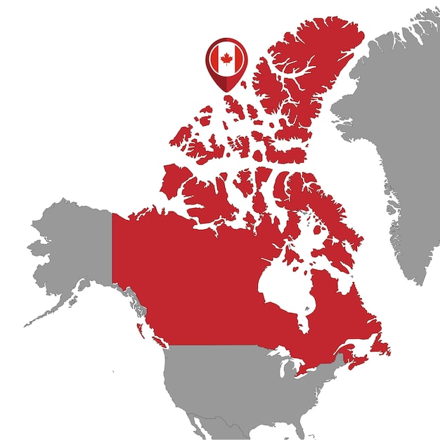 Pin map with Canada flag on world mapVector illustration