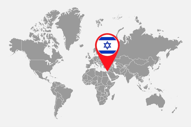 Pin map with Israel flag on world mapVector illustration