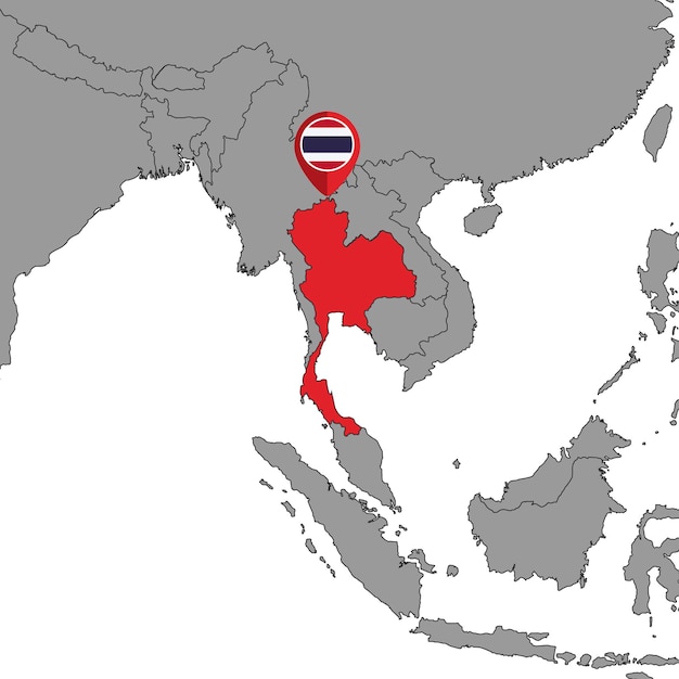 Pin map with Thailand flag on world map Vector illustration