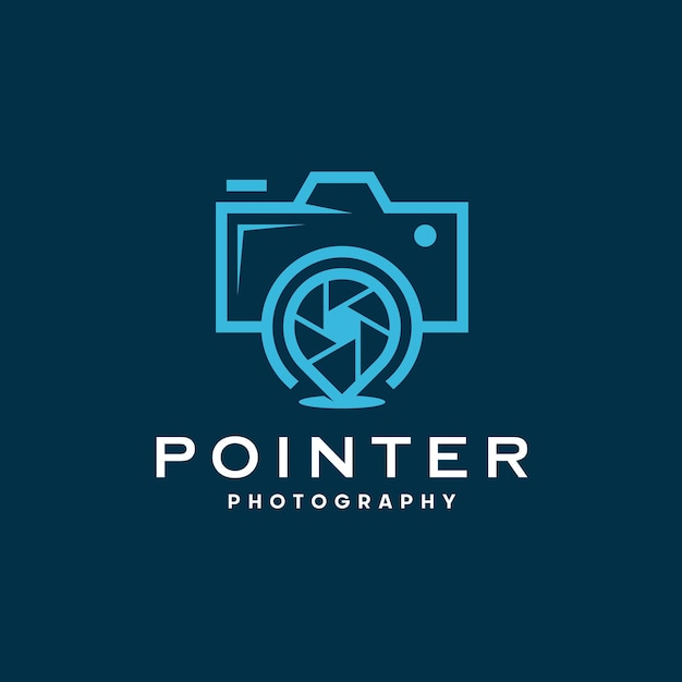 Pin Point Camera photography Line Outline Icon Logo Design