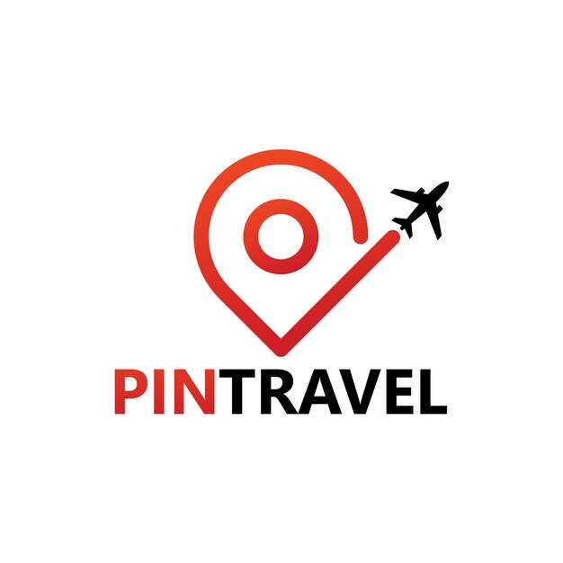 Pin Travel Plane Logo Template Design