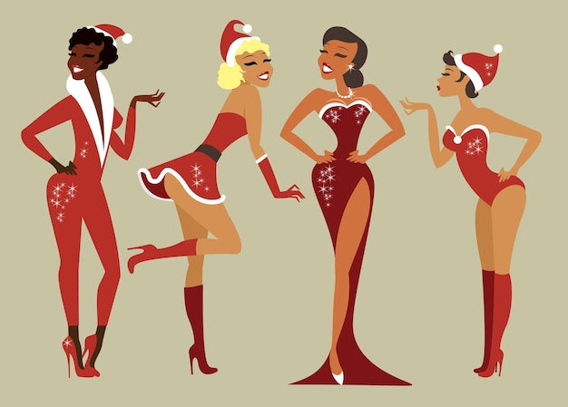 Pin up Santa girls