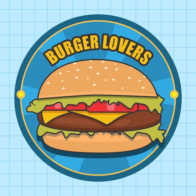 A pin with a hamburger and the phrase burger lovers on it