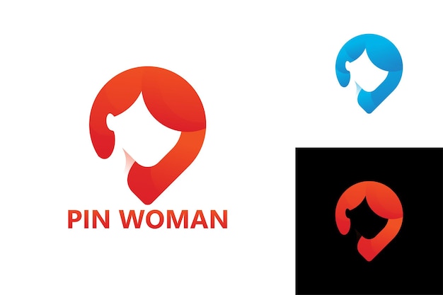 Pin woman logo template premium vector