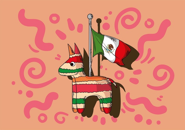 Pinata with mexican flag