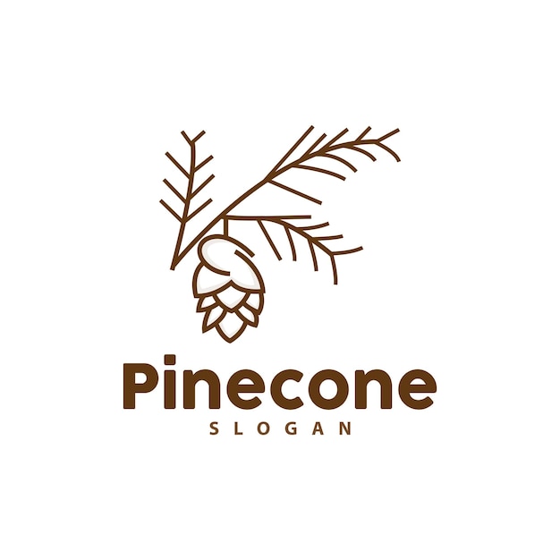 Pine Cone Logo Elegant Luxury Pine Simple Design Tree Acorn Icon Vector Product Brand Illustration