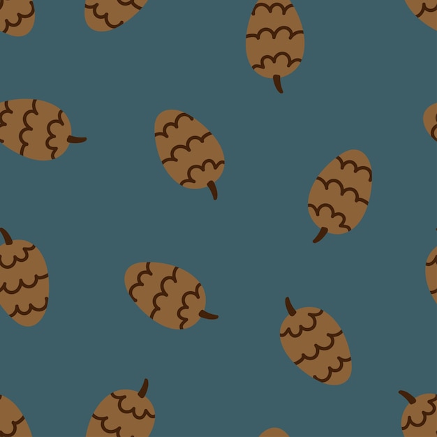 Pine cone vector seamless pattern Forest children's texture