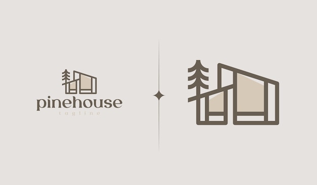 Pine House Logo Template Universal creative premium symbol Vector illustration Creative Minimal design template Symbol for Corporate Business Identity