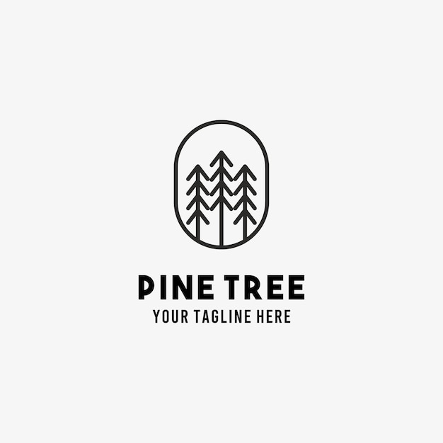 Pine tree flat style design symbol logo illustration  