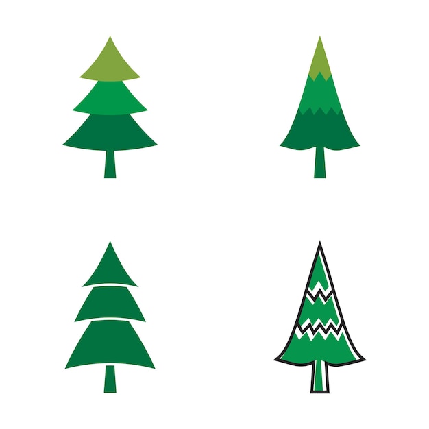 Pine tree illustration vector flat design template