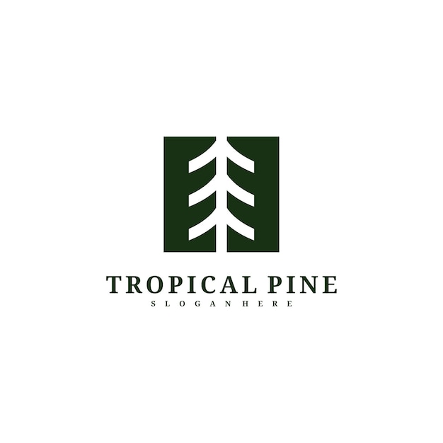 Pine Tree logo design vector template Tropical forest logo concepts illustration