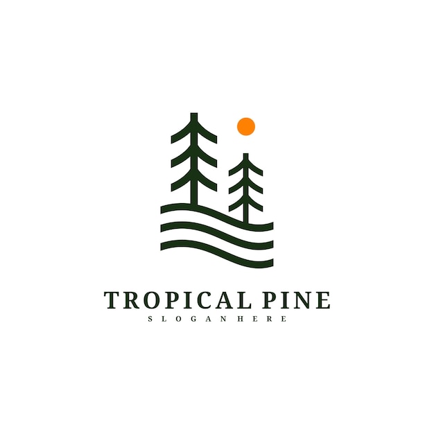 Pine Tree logo design vector template Tropical forest logo concepts illustration