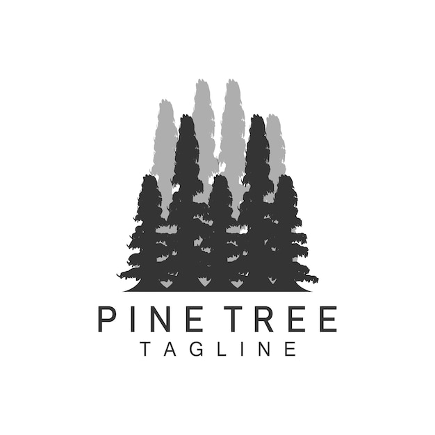 Pine Tree Logo Green Plant Vector Tree Silhouette Design Icon Illustration Template