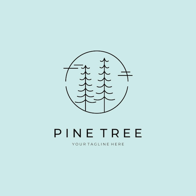 Pine tree logo line art vector symbol illustration design